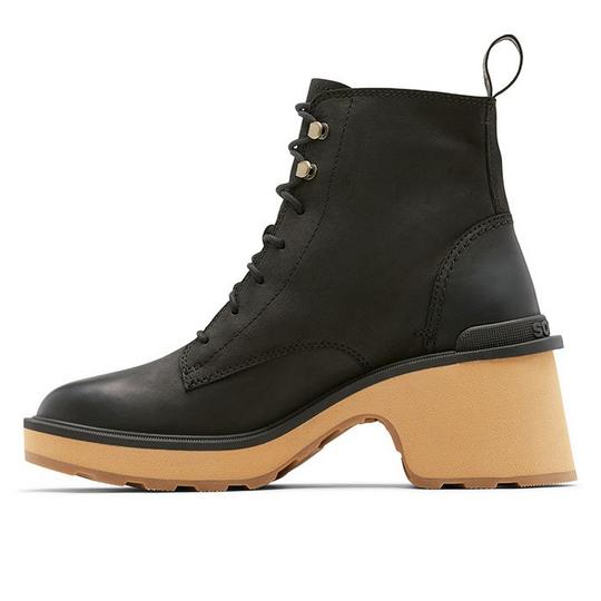 Sorel Hi Line Heel Lace Boots Women s 9.5 Black Tawny Buff