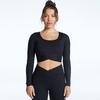 Women s Ribbed V Crop Long Sleeve Top