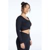 Women s Ribbed V Crop Long Sleeve Top