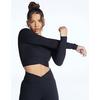 Women s Ribbed V Crop Long Sleeve Top