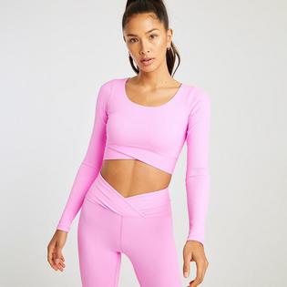 YEAR OF OURS Women's Ribbed V Crop Long Sleeve Top