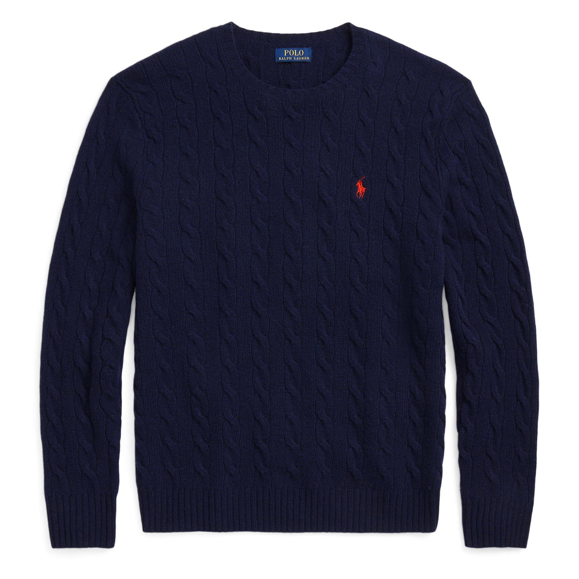 Polo Ralph Lauren Cable-Knit Wool-Cashmere Sweater - Blue - Size XL