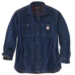 Men's Relaxed Fit Denim Fleece-Lined Snap Shirt Jacket