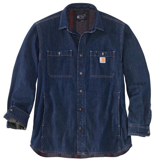 Carhartt Men s Relaxed Fit Denim Fleece-Lined Snap Shirt Jacket