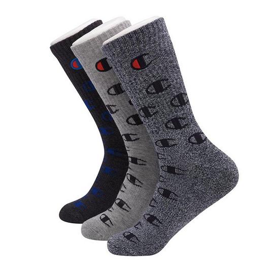 Champion Unisex Allover Logo Crew Sock  3 Pack 