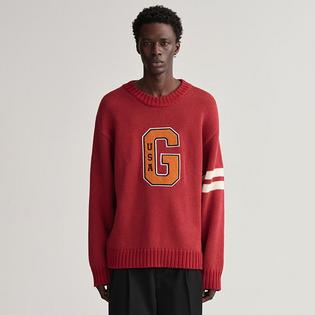 Men's Oversized Letterman Crew Neck Sweater