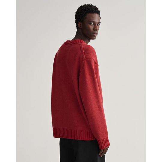 GANT Men s Oversized Letterman Crew Neck Sweater Red Size Large