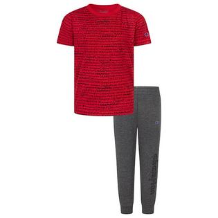 Champion Ensemble deux pi&egrave;ces &agrave; imprim&eacute; int&eacute;gral Doodle Script pour gar&ccedil;ons juniors [4-7]