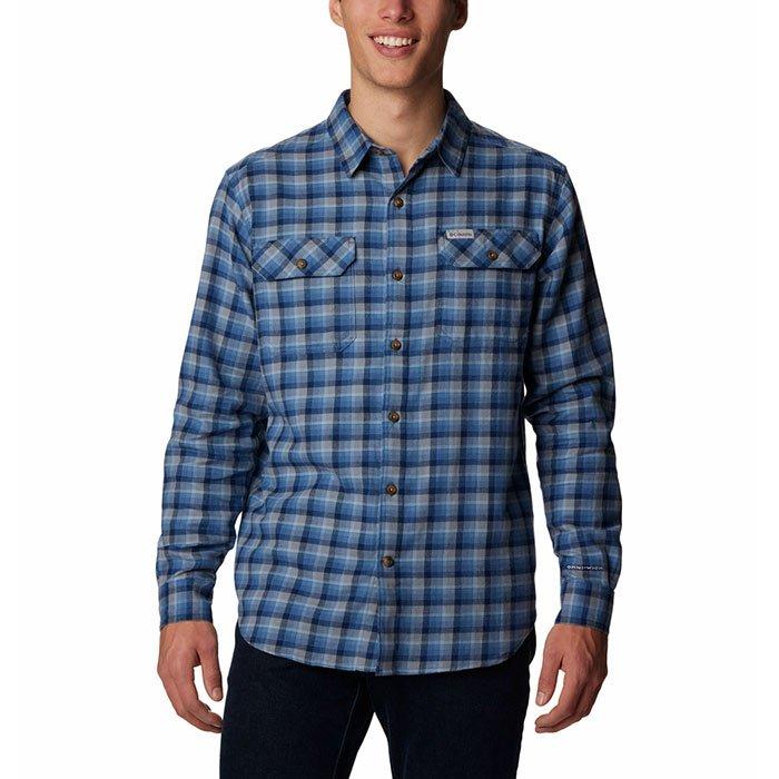 Columbia Men s Flare Gun Stretch Flannel Shirt S BluePlaid