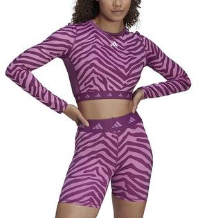 adidas Chandail &agrave; manches longues z&eacute;br&eacute; Hyperglam Techfit Crop pour femmes