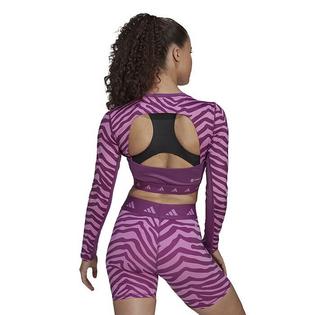 adidas Chandail &agrave; manches longues z&eacute;br&eacute; Hyperglam Techfit Crop pour femmes