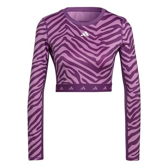 Women s Hyperglam Techfit Crop Long Sleeve Zebra Top adidas Sporting Life Online