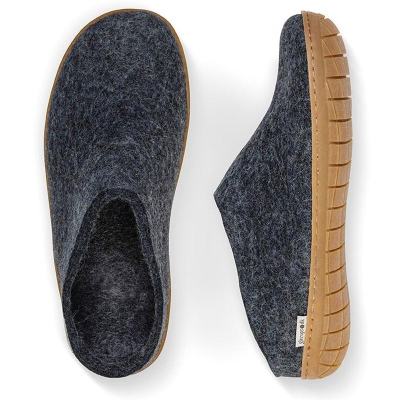 Glerups Pantoufles Slip-On en laine et semelle en caoutchouc unisexes