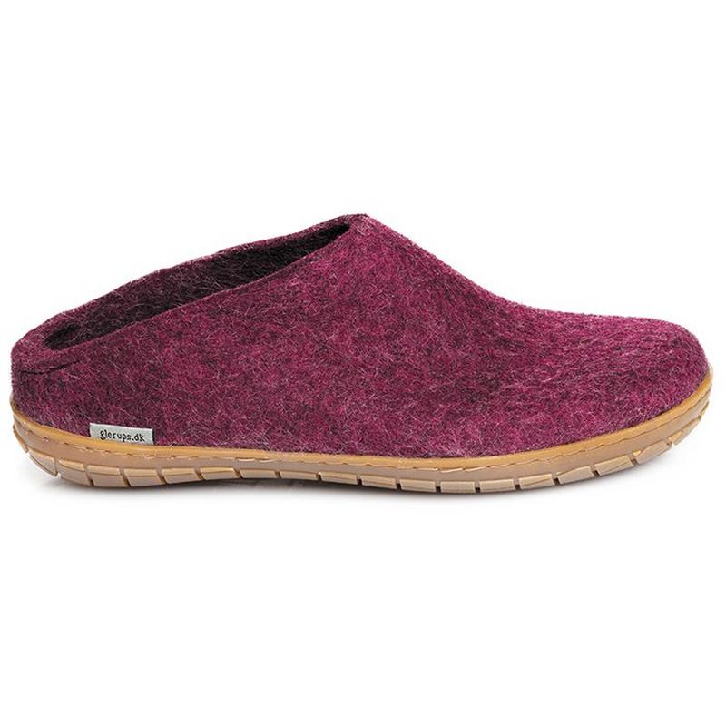 Glerups Pantoufles Slip-On en laine et semelle en caoutchouc unisexes