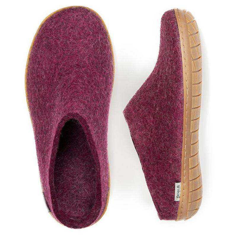 Glerups Pantoufles Slip-On en laine et semelle en caoutchouc unisexes