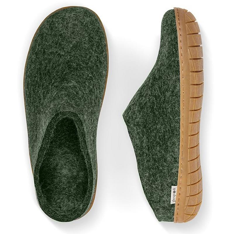 Glerups Pantoufles Slip-On en laine et semelle en caoutchouc unisexes