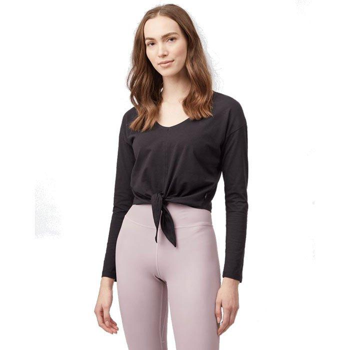 Black tie front top long sleeve hotsell