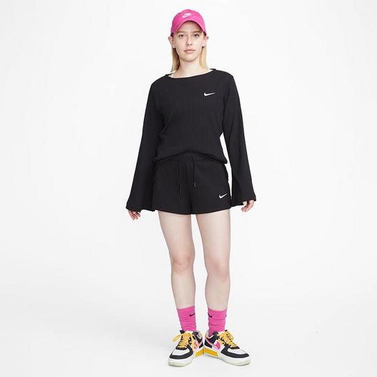Nike Women s Sportswear High Waist Ribbed Jersey Shorts Black Size XXL
