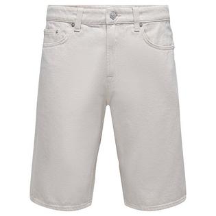 Short en denim de couleur unie à coupe ample pour hommes