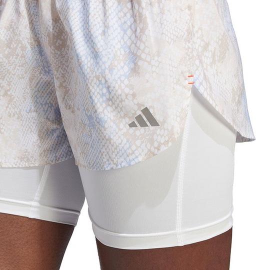 Adidas Women s Run Fast 2 In 1 Shorts HS8614 Wht Blu Tan L