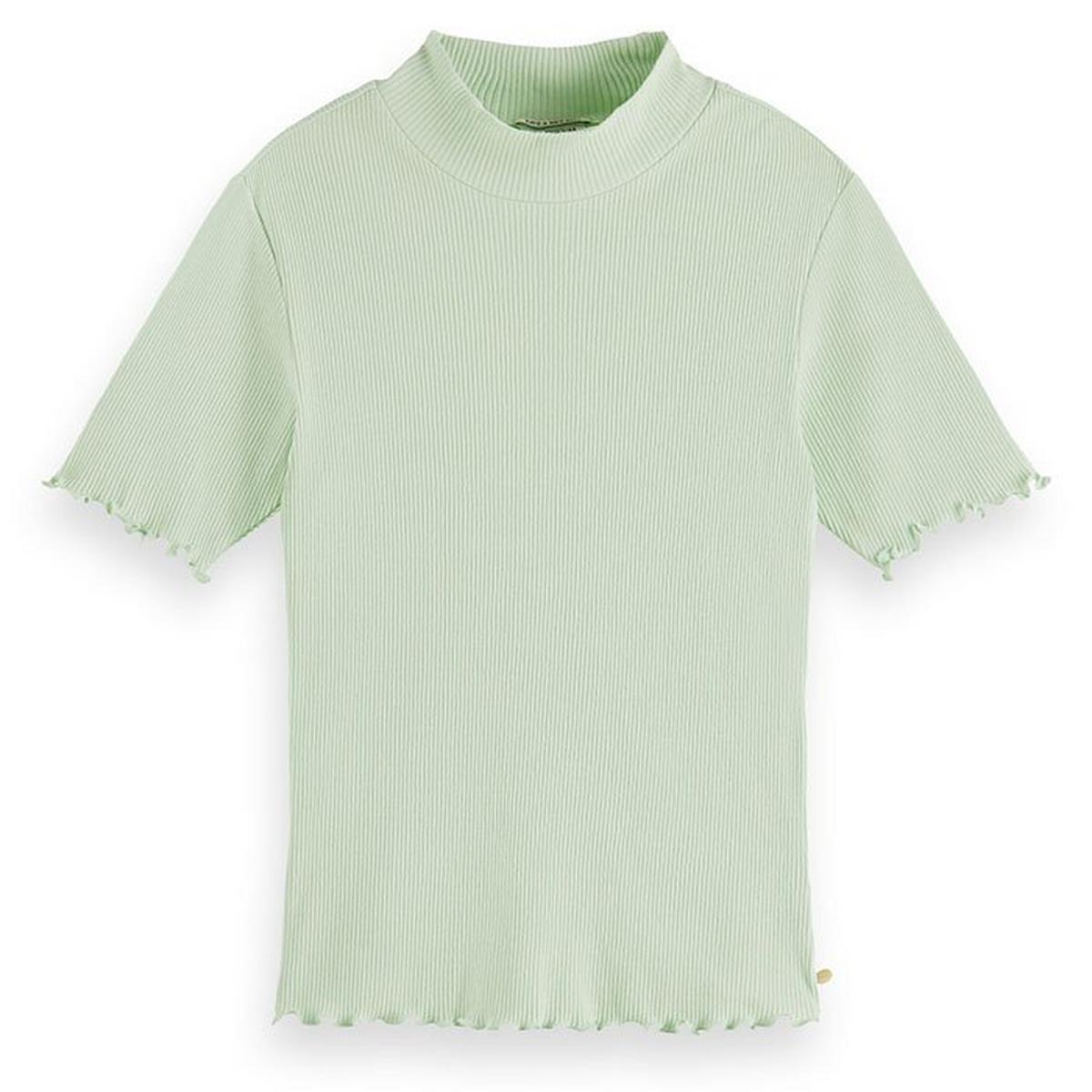 T-shirt à col montant en tricot côtelé pour femmes