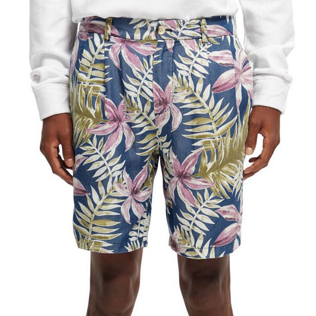 Men's Printed Pleated Twill Short