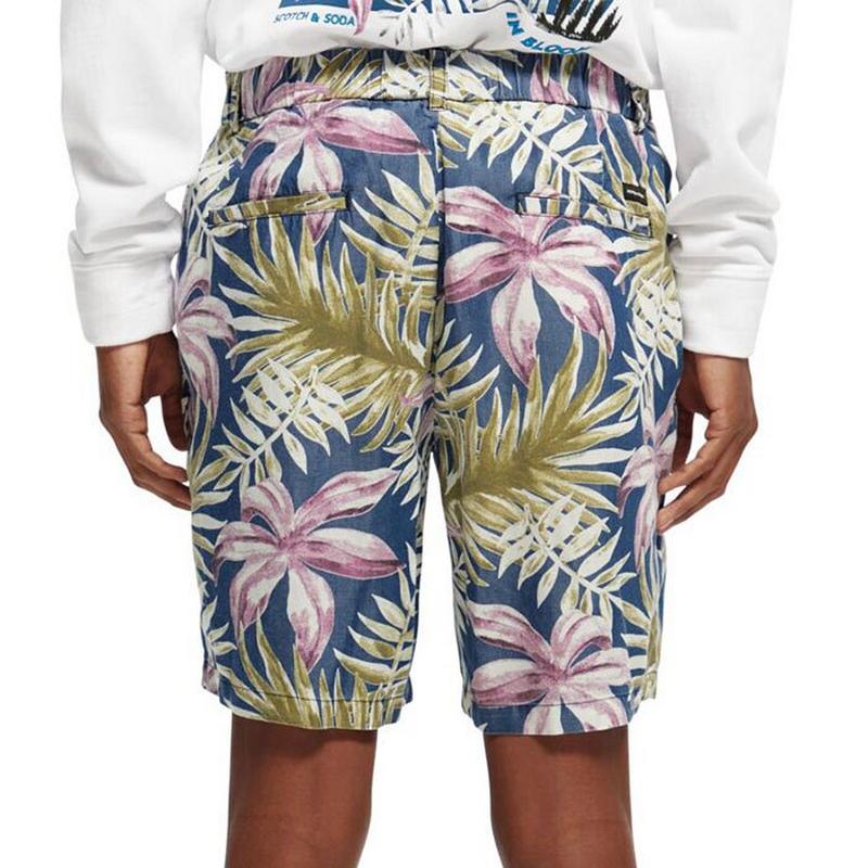 Scotch & Soda Men's Printed Pleated Twill Short