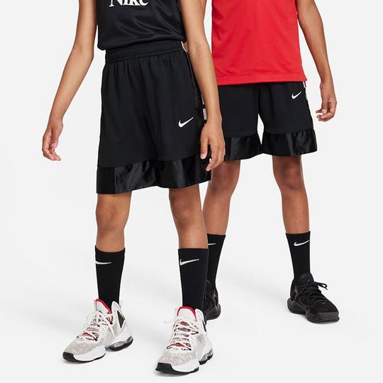 Nike Boys Dri Fit Elite 23 Stripe Basketball Shorts in Black White