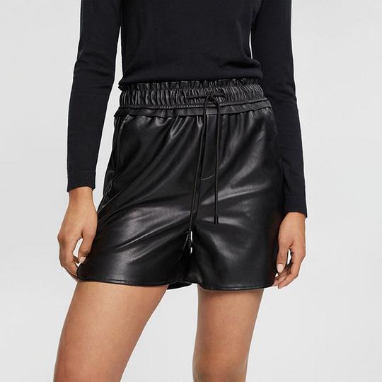 Short   taille haute en similicuir pour femmes