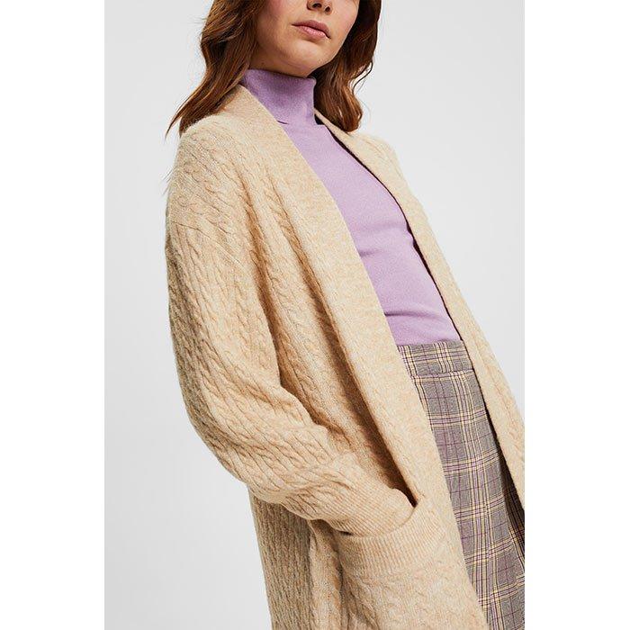 Women's Long Open Cable Knit Cardigan