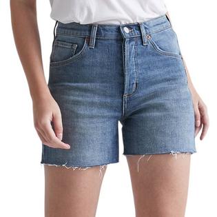 Short à taille haute en denim d'épaisseur moyenne pour femmes