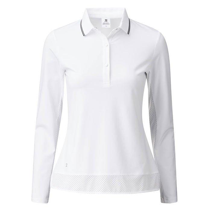 Daily Sports | Women's Corina Long Sleeve Polo Top, White, Size Small
