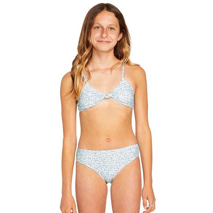 Volcom | Junior's Girl's Printed Poppin Two-Piece Bikini, Baby Blue, Size 12