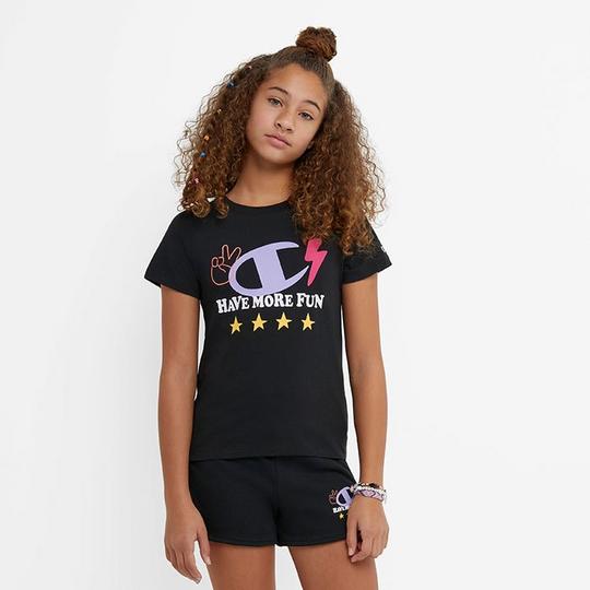 Champion Girl s Have More Fun Graphic T Shirt Black Size 5