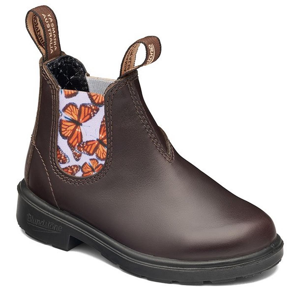 #2395 Kids' Chelsea Boot in Brown with Butterfly Lilac Elastic