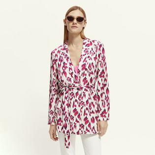 Scotch & Soda Women's Lightweight Printed Belted Blazer