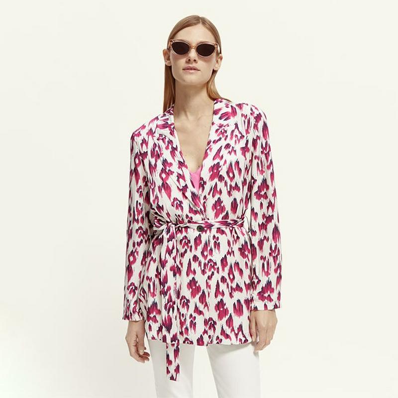 Scotch & Soda Women's Lightweight Printed Belted Blazer