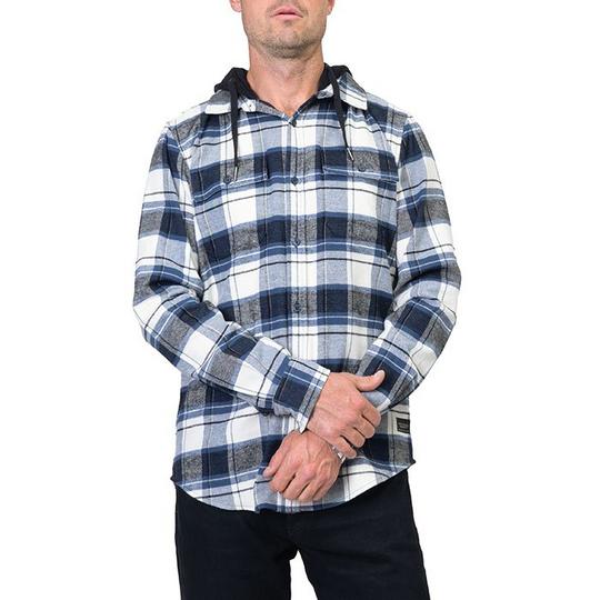 Men s Long Sleeve Hooded Flannel Shirt Silver Jeans Sporting Life Online