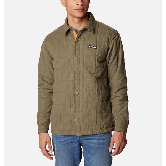 Columbia Landroamer Quilted Shirt Jacket Men M Stone Green