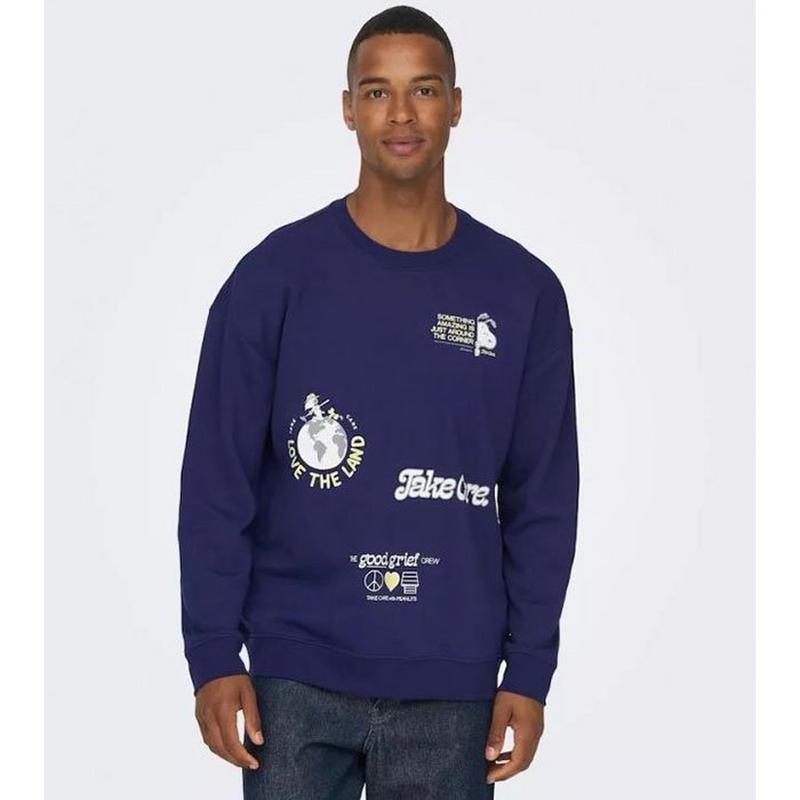 Only & Sons Chandail &agrave; col ras du cou Peanuts The Good Grief pour hommes