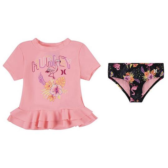 Hurley Ensemble deux pi ces maillot dermoprotecteur Floral pour filles  2-4T 