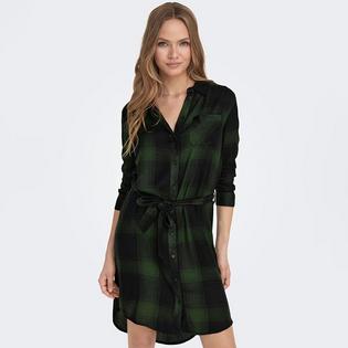 Robe-chemise à carreaux tissés pour femmes