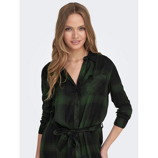 Only Women s Woven Checked Shirt Dress Hunter Green Size Medium