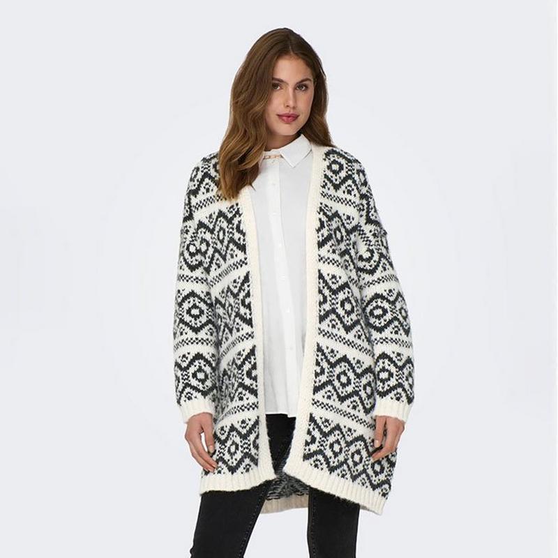 Only Cardigan en jacquard &agrave; ceinture pour femmes