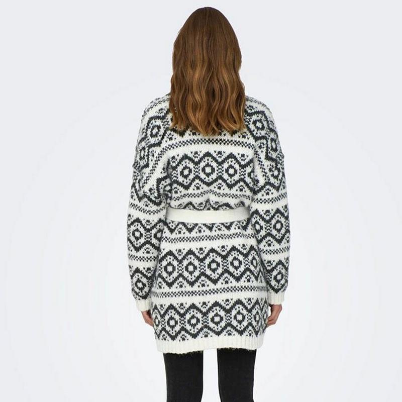Only Cardigan en jacquard &agrave; ceinture pour femmes