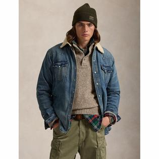 Men's Fleece-Lined Denim Western Overshirt