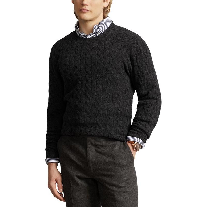 Polo Ralph Lauren Chandail en tricot c&acirc;bl&eacute; de laine de cachemire pour hommes