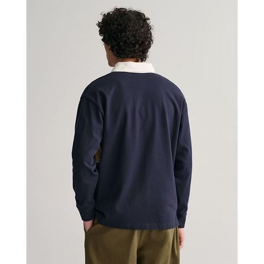 GANT Men s Colourblocked Rugger Long Sleeve Polo Top Navy Size XL