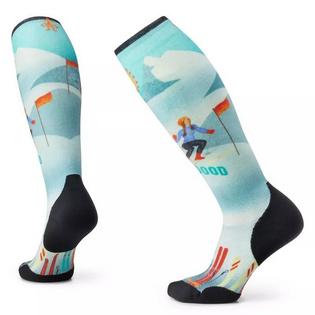 Women's Ski Targeted Cushion Snow Bunny Print OTC Sock