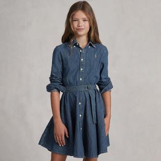 Robe-chemise à ceinture en denim de coton pour filles [7-16]